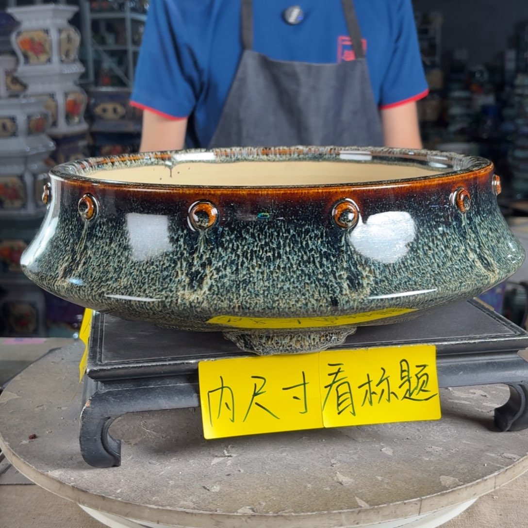 一风堂石湾花盆 内30*8修补痕迹瑕疵