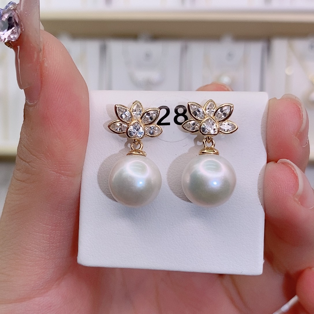 *****银S925镶嵌淡水珍珠耳饰