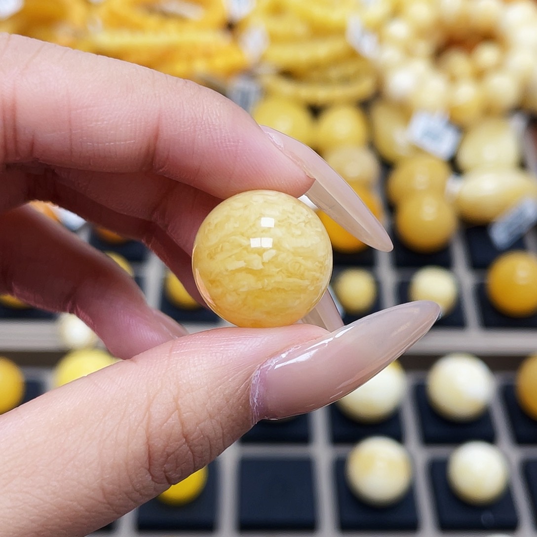 琥珀珠宝奇石未镶嵌17.0mm圆珠