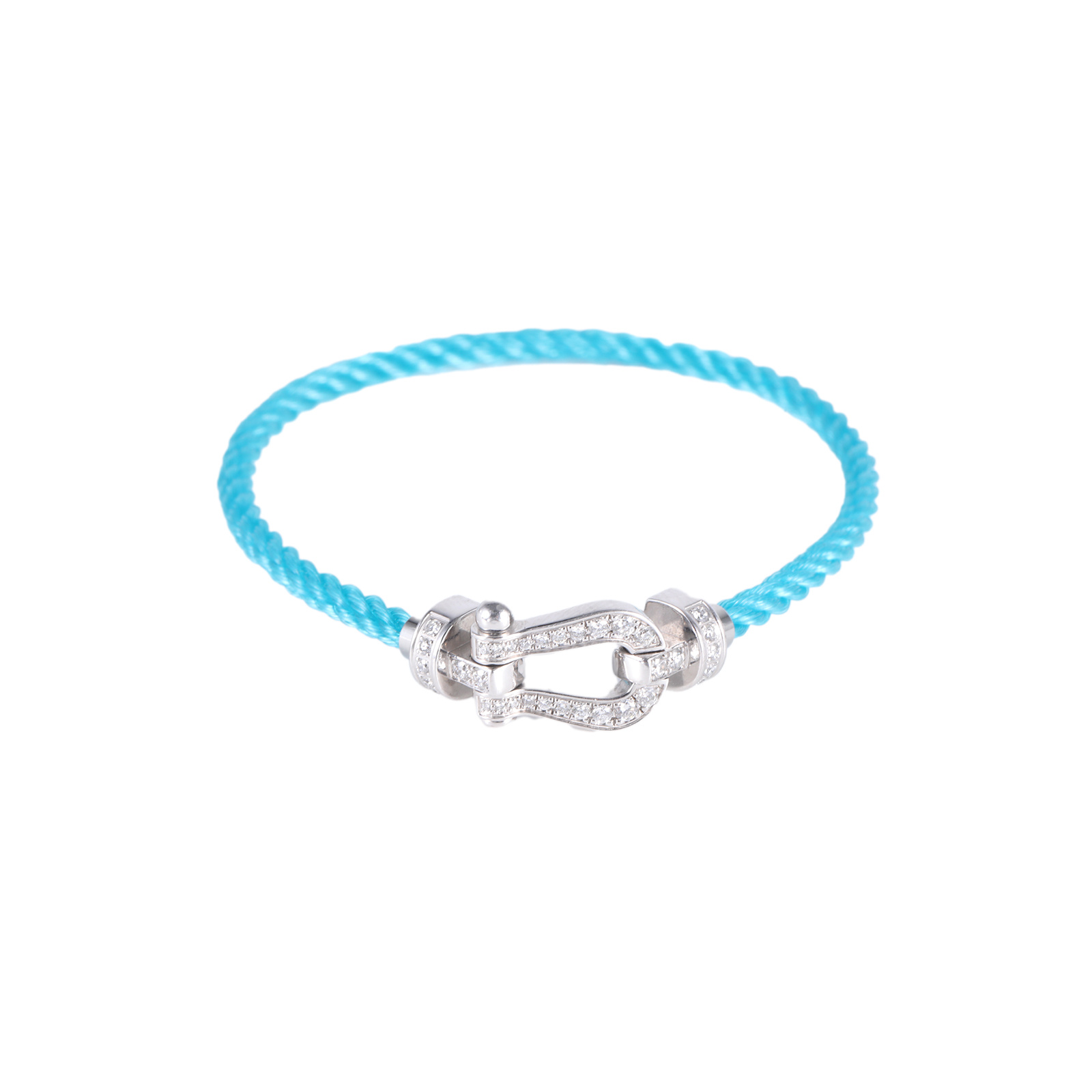 99新 FRED/斐登 小花6花 18K白金 钻石 Force 10 马蹄扣 手绳