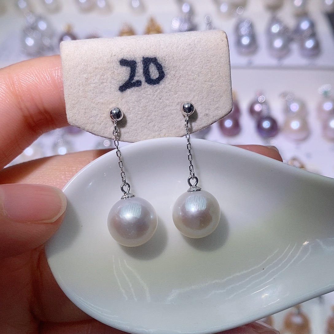 淡水珍珠耳饰银S925镶嵌尺寸10/11毫米