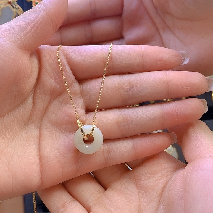 和田玉银S925镀金镶嵌颈饰