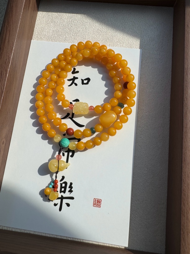 喜珀珠宝.鸡油黄蜜蜡手串葫芦，卡6mm+三圈，多样性发其一