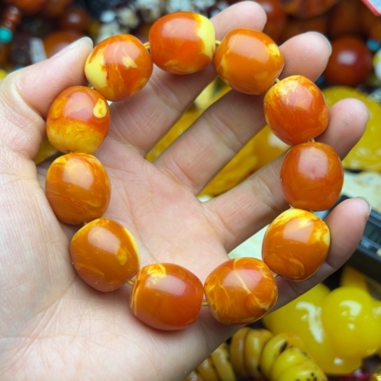 琥珀（花珀）手串未镶嵌蜜蜡