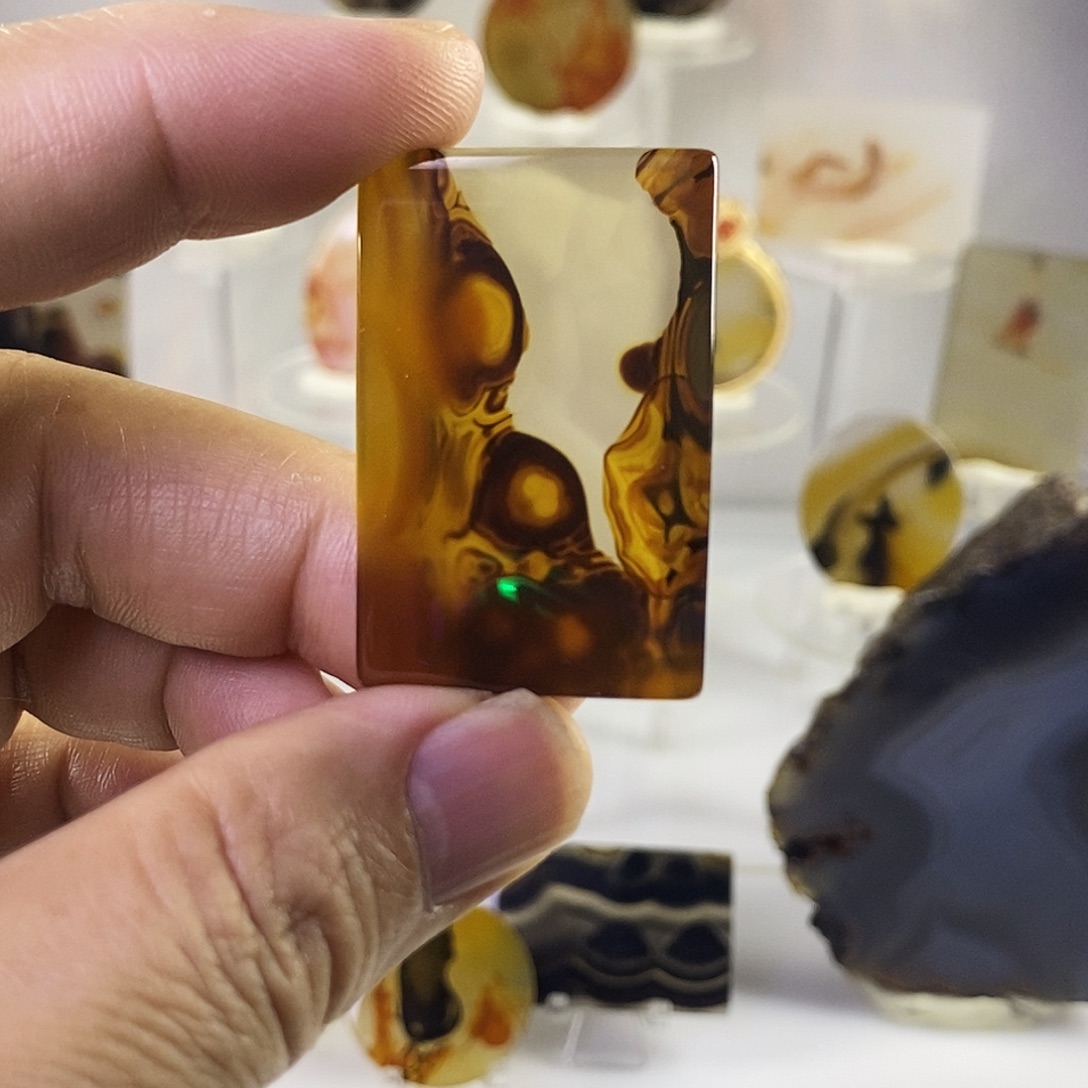 合成碳硅石非金属时尚图纹画面石饰品