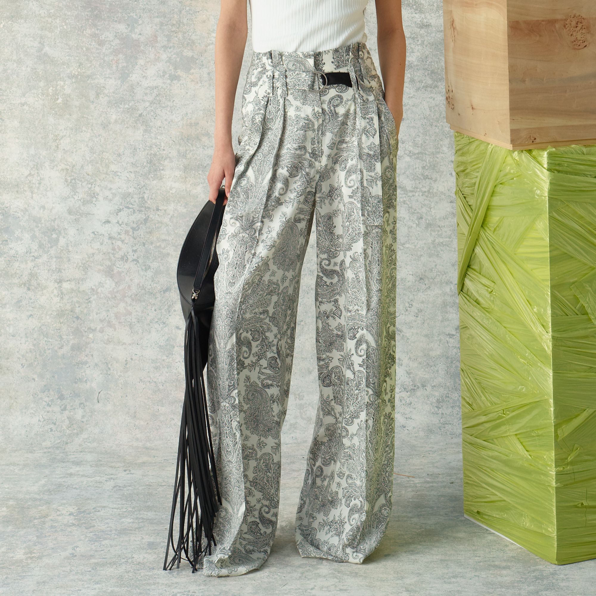 【顾文婷推荐】YCH 佩斯利花纹长裤 R26PT5111IV/R26PT5112BK