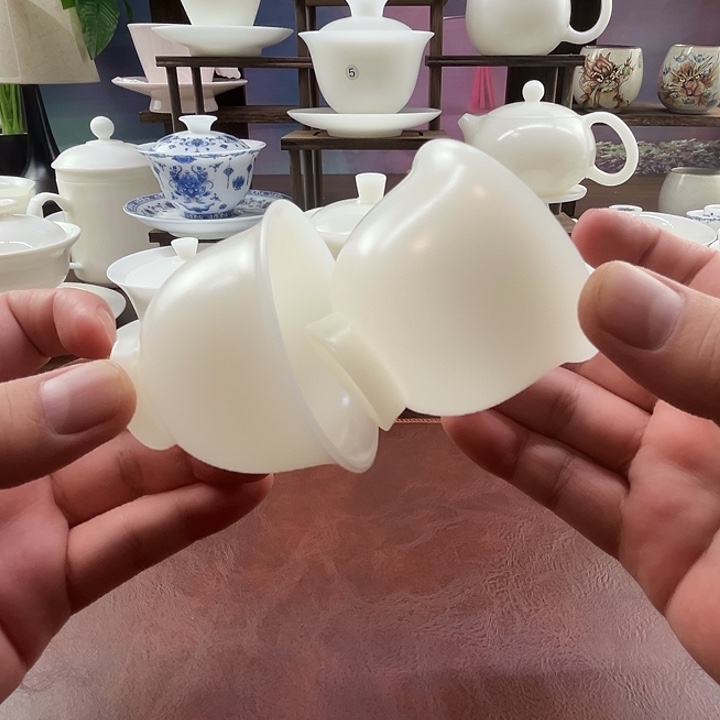 2杯: 隐唐窑/璞玉素烧自生釉65ml高足反口杯