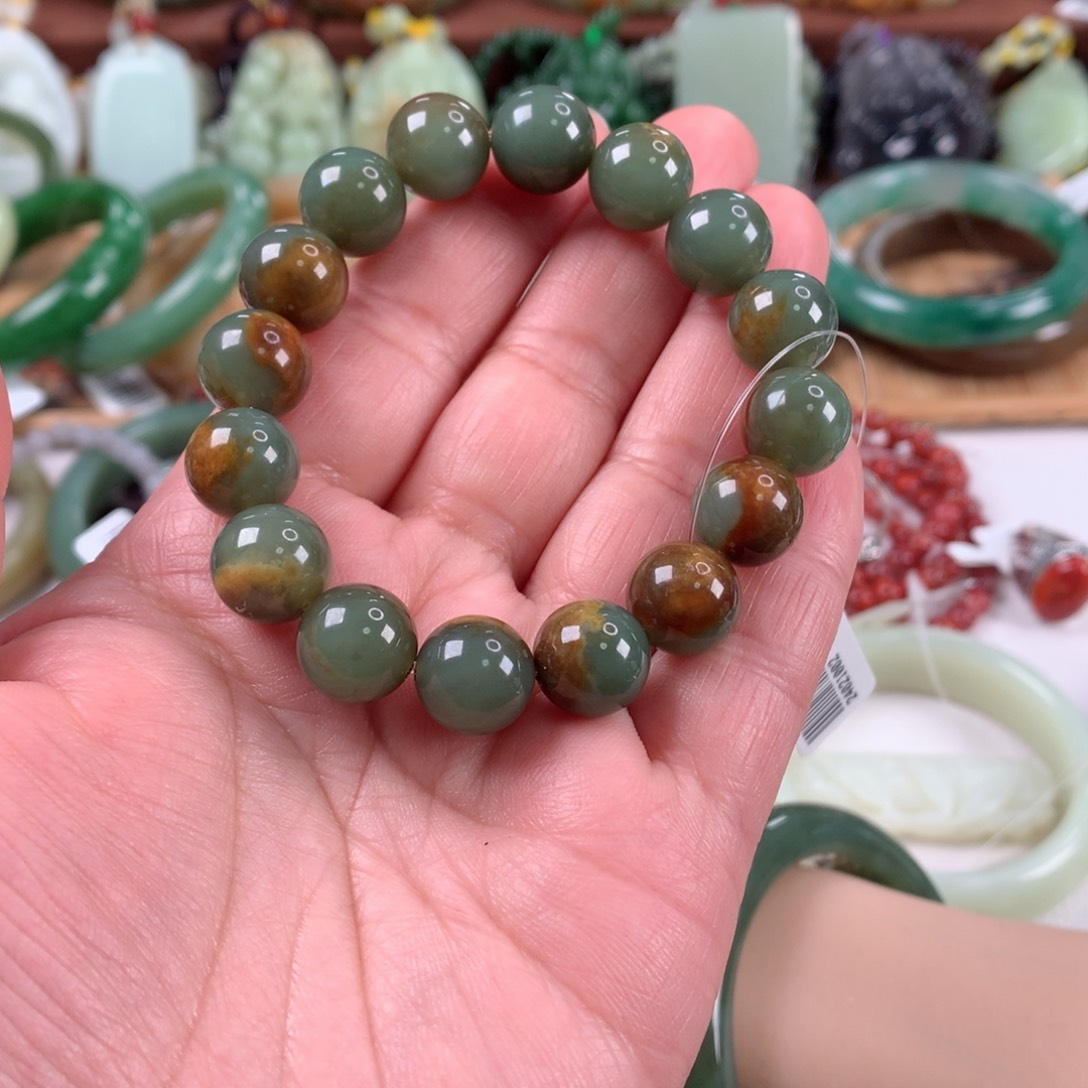 和田玉手链未镶嵌卡12