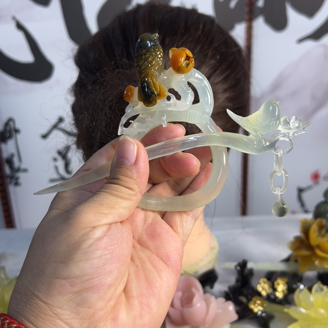 蛇纹石玉未镶嵌发饰