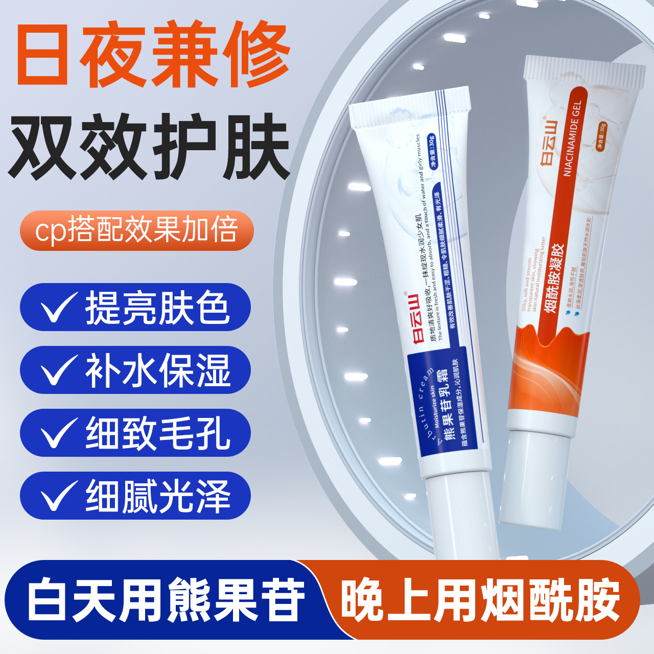 广药白云山正宗烟酰胺凝胶复方熊果苷乳霜保湿滋润官方正品