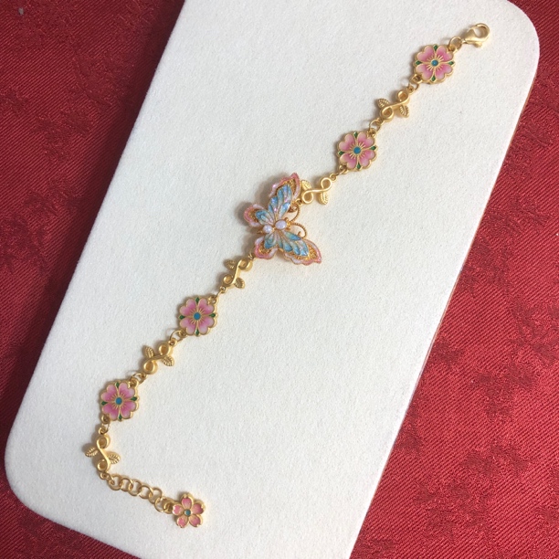 足金999精品烧蓝蝴蝶手链