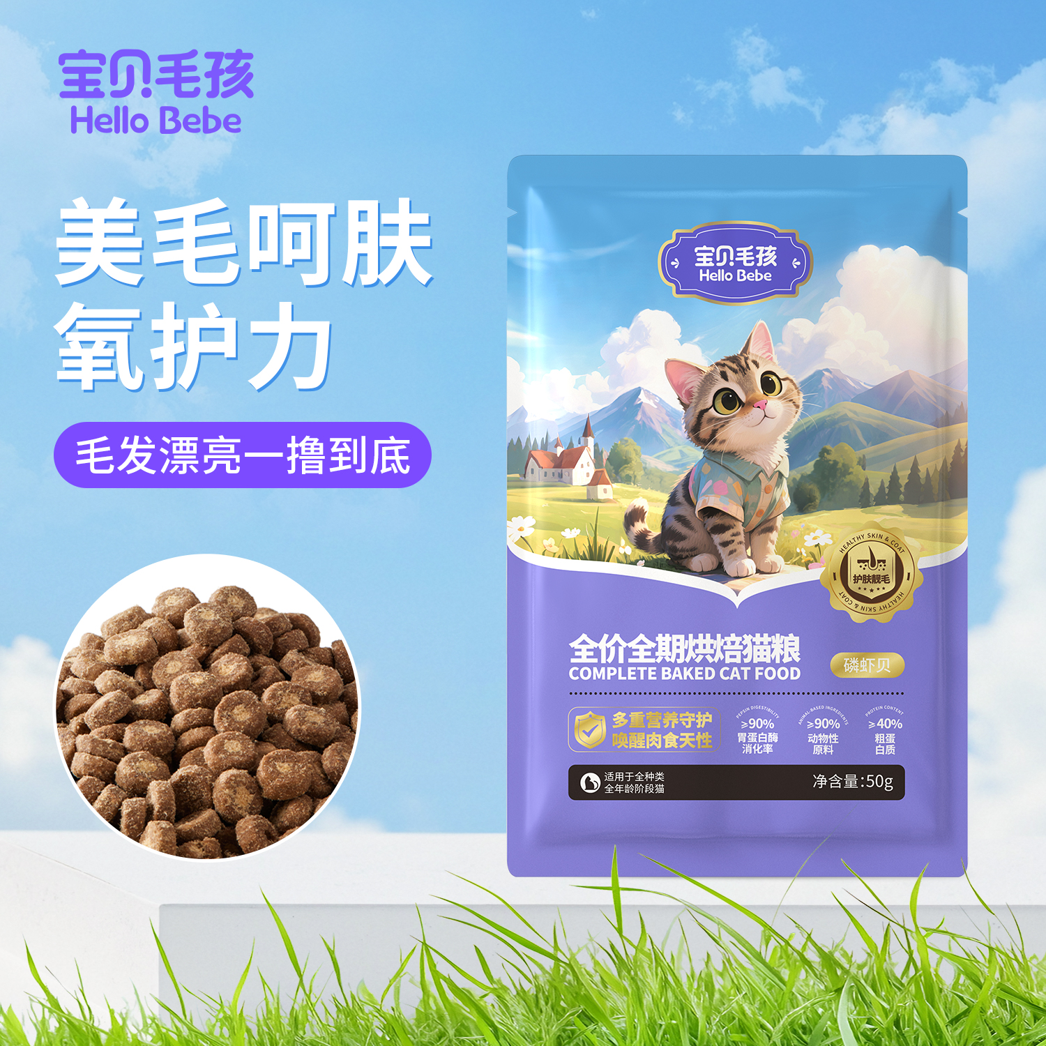 宝贝毛孩全价全期烘焙猫粮磷虾油护肤靓毛卵磷脂幼猫成猫粮小包装