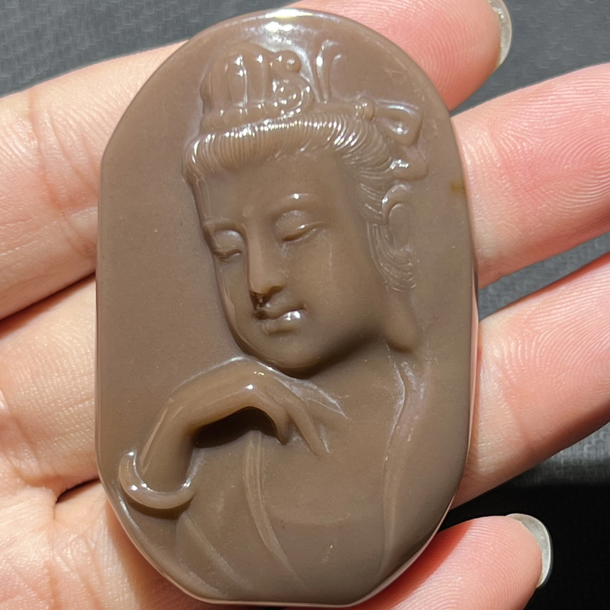 玛瑙观音菩萨吊坠天然玉石