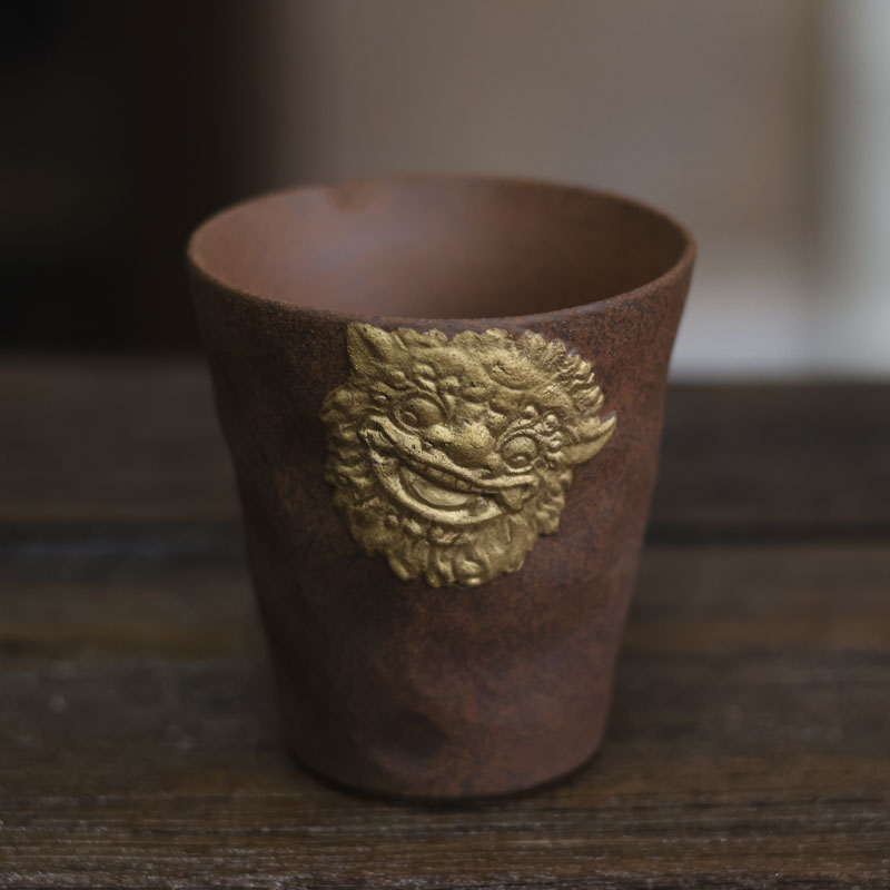 灰念手作复古老岩泥乐杯描金家室用茶道（Q2430)