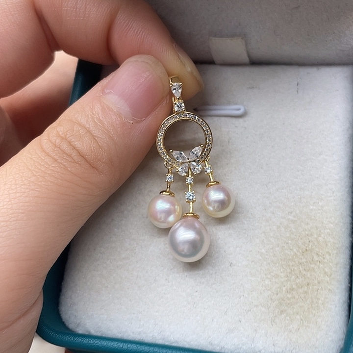 海水珍珠银S925镶嵌吊坠(不含链)