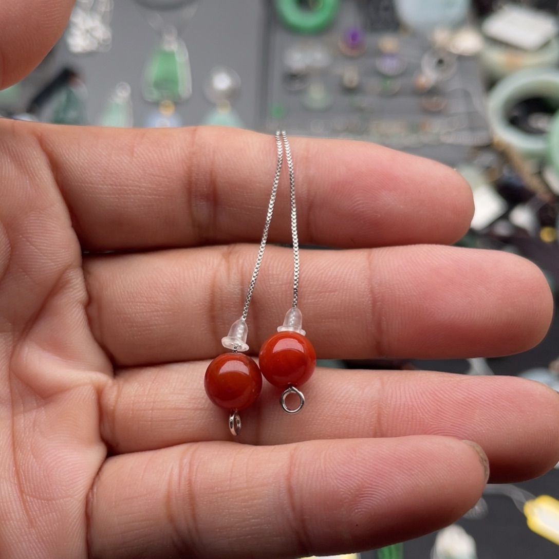 南红玛瑙合金耳饰耳坠