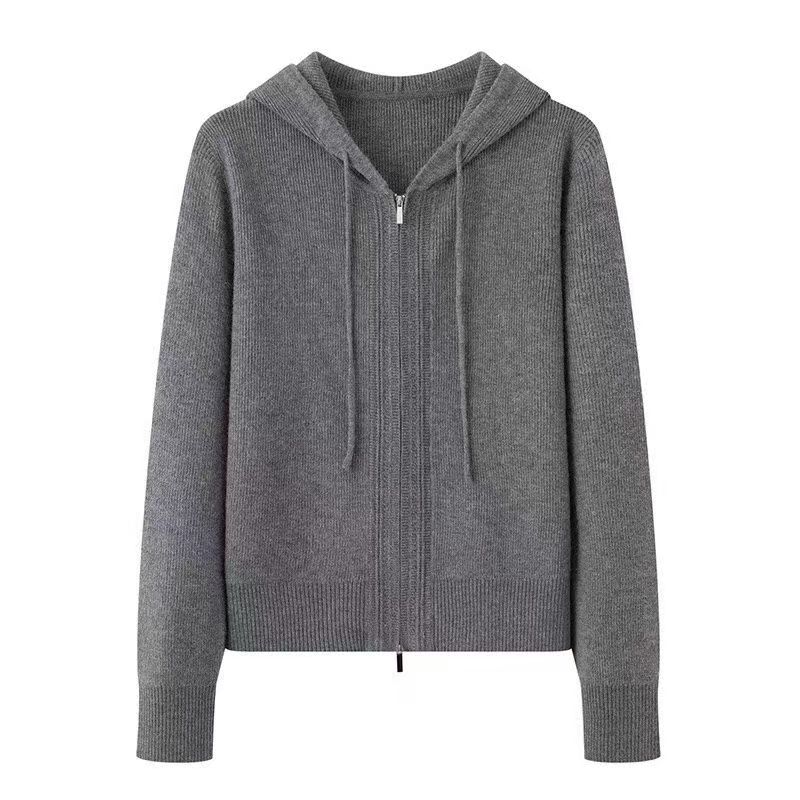 MM商场同款2025秋冬新款山羊绒连帽休闲针织开衫毛衣女上衣4191