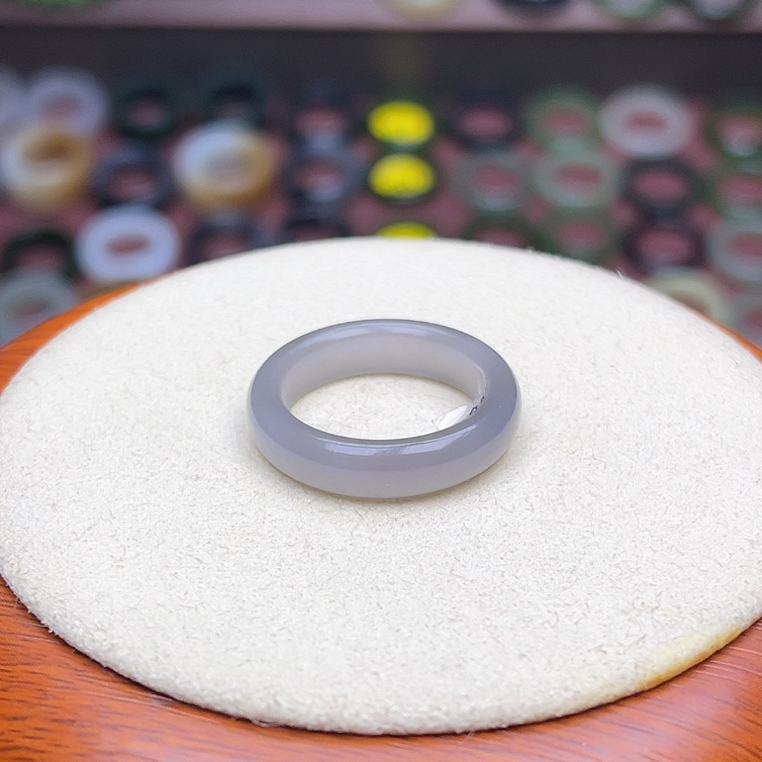 和田玉戒指未镶嵌18.3内径18圈冰紫