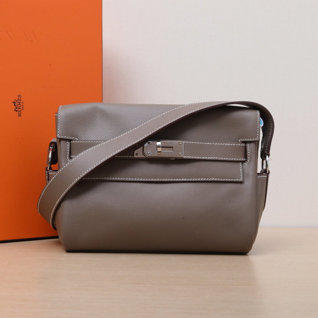 99新 Hermes/爱马仕 小花6欢 KellyMessenger PM小号大象灰 W刻包