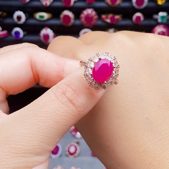 红宝石银S925镶嵌戒指