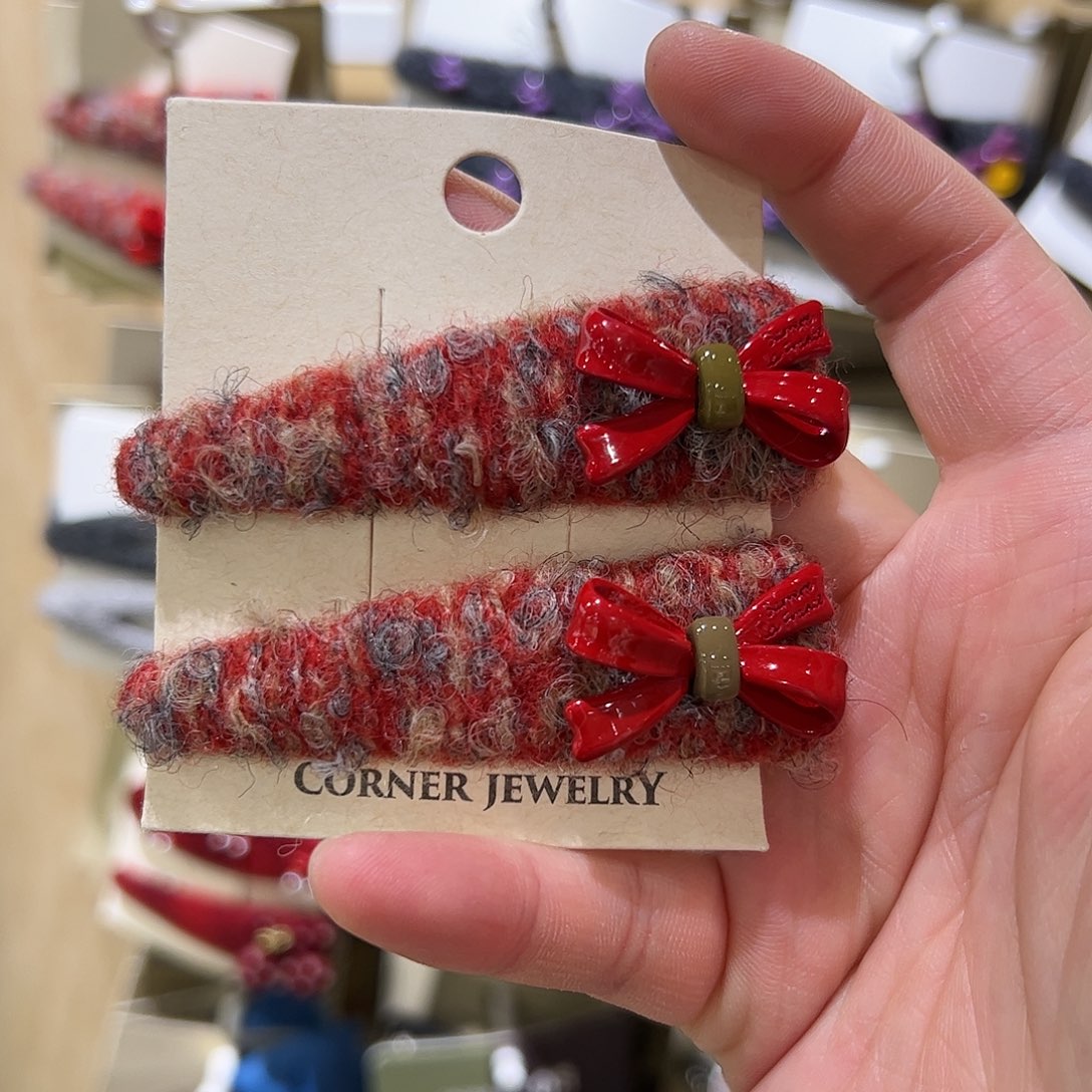 布艺非金属红色蝴蝶结拜拜夹