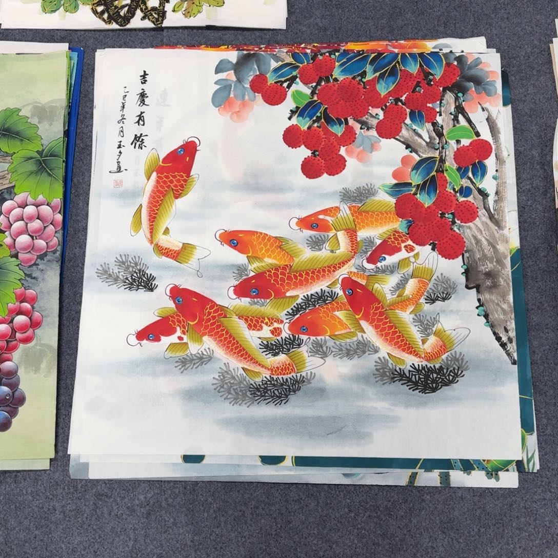 国画68×68吉利有余手绘画画画