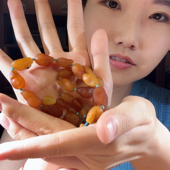 琥珀未镶嵌手链蜜蜡海漂手持18