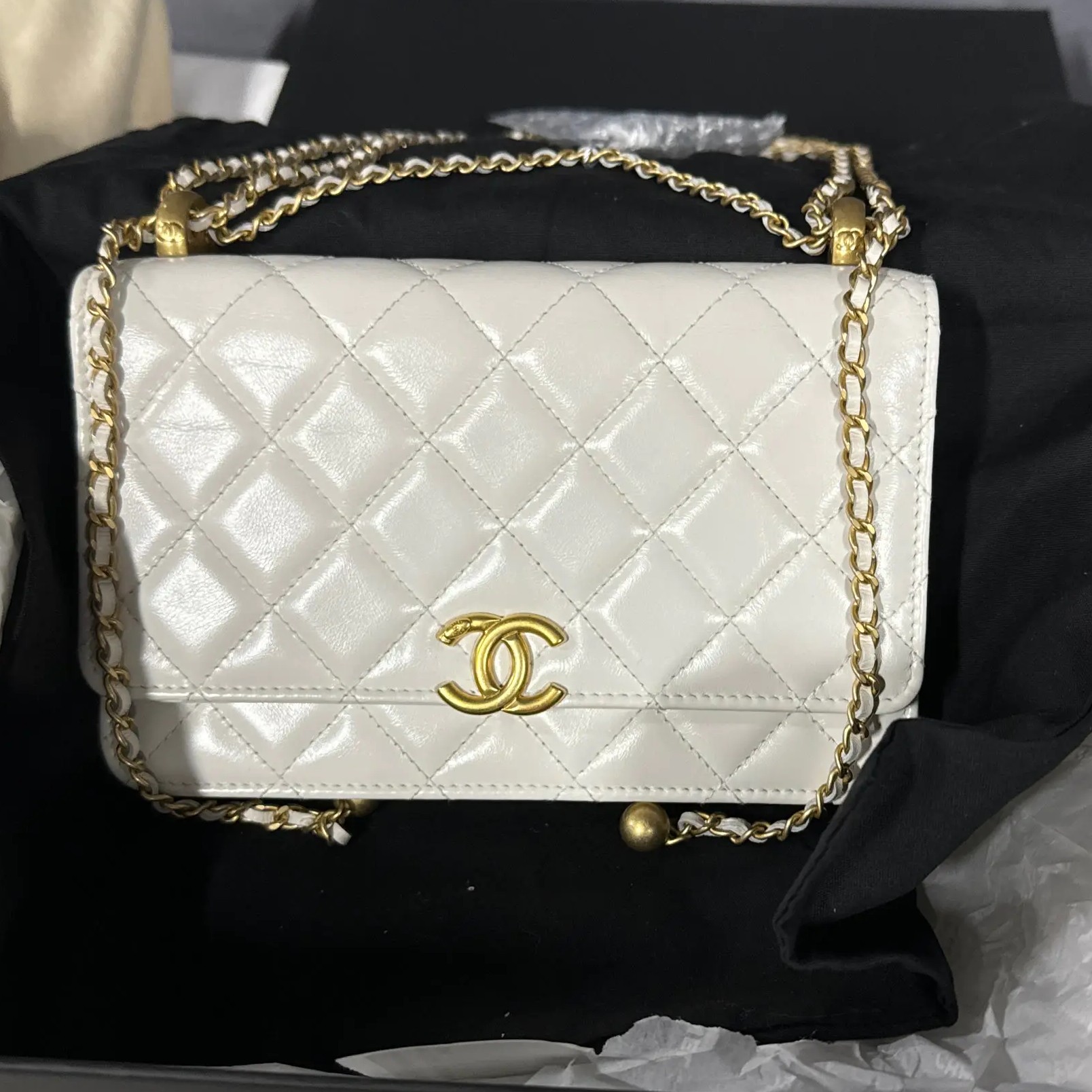 99新 Chanel/香奈儿 chanel 双金珠woc白色22年/甄选