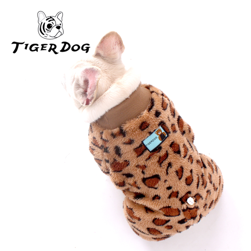 Tigerdog宠物时尚秋冬款豹纹狗狗保暖双面加绒加厚过冬四脚衣服