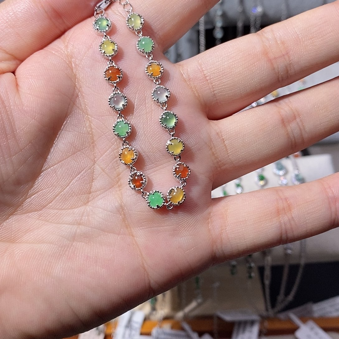 翡翠银S925镶嵌手链