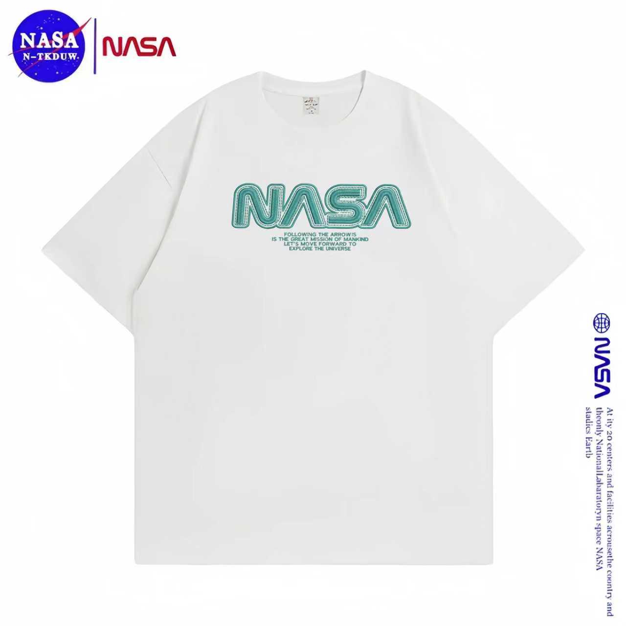 17NASA联名重磅纯棉T恤男女同款时尚百搭圆领短袖【大绿NASA】A-04