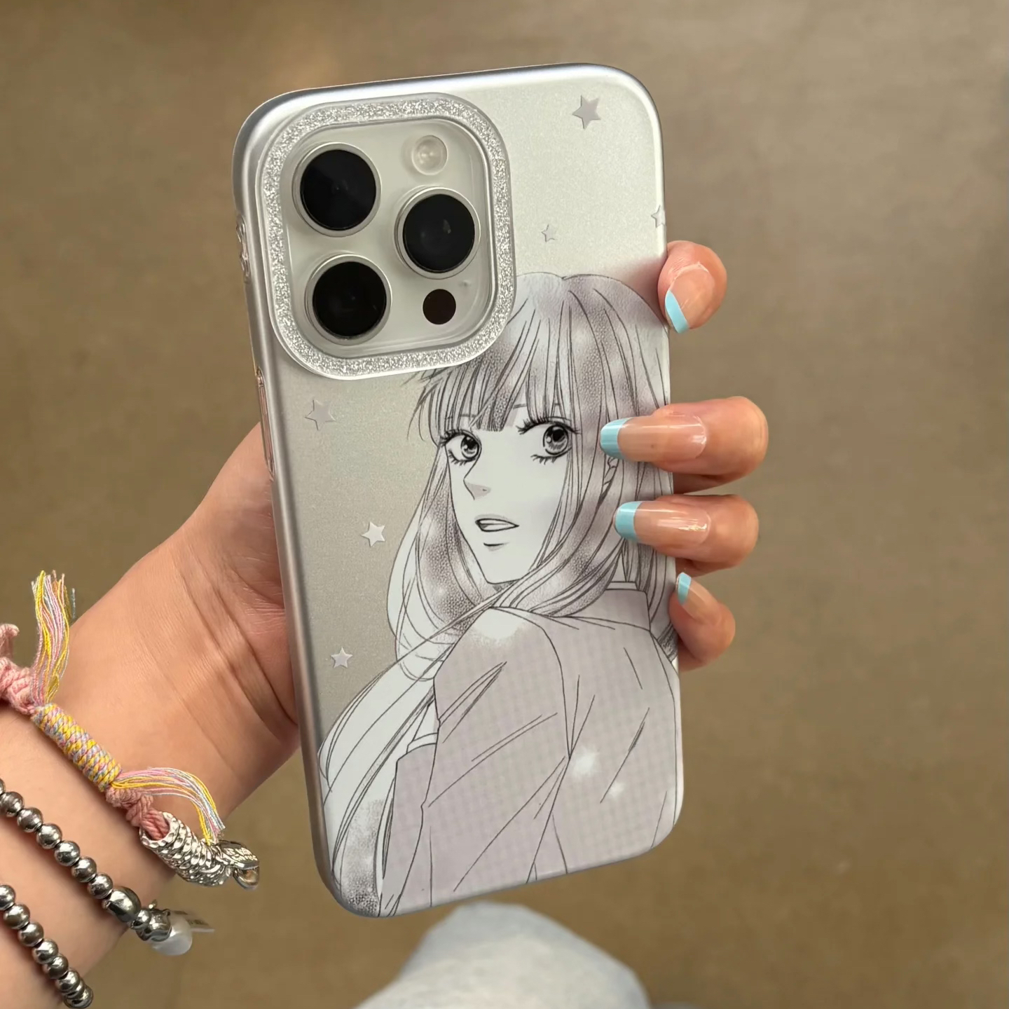 可爱电镀灰色星星黑沼爽子适用苹果16promax手机壳iphone15新款14