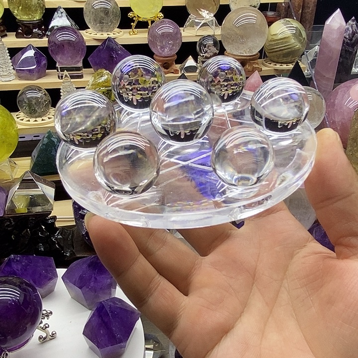 石材天然白水晶七星盘