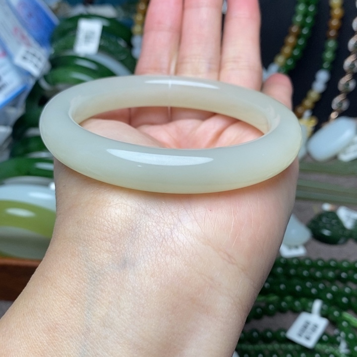 和田玉未镶嵌手镯59.6