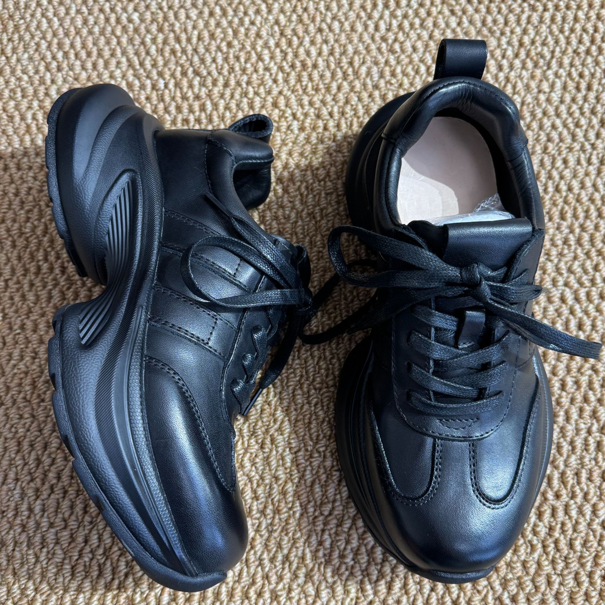 宋小花【轻奢】增高手工马皮老爹鞋百搭秋季新款时尚休闲鞋潮厚底