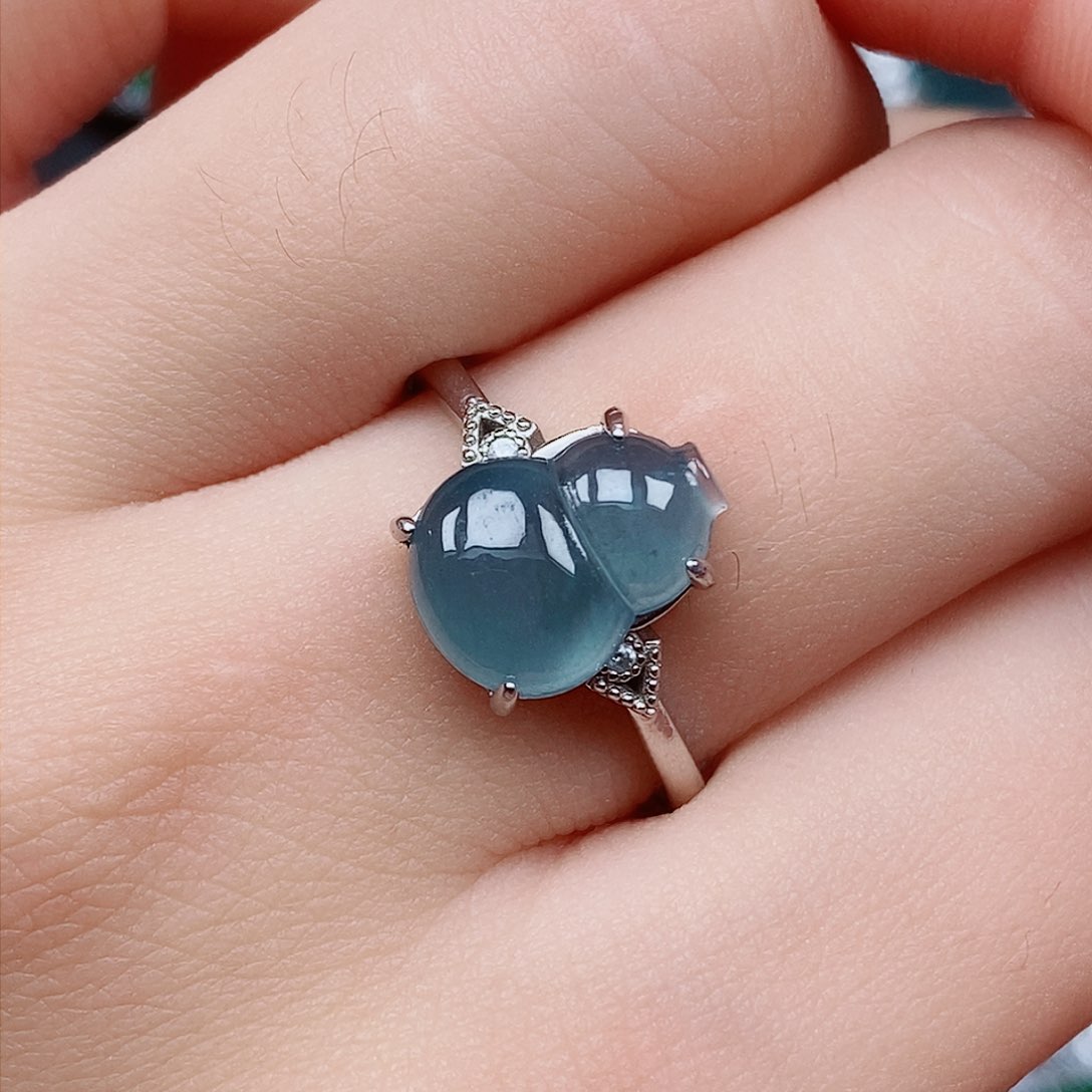 翡翠戒指银S925镶嵌戒指