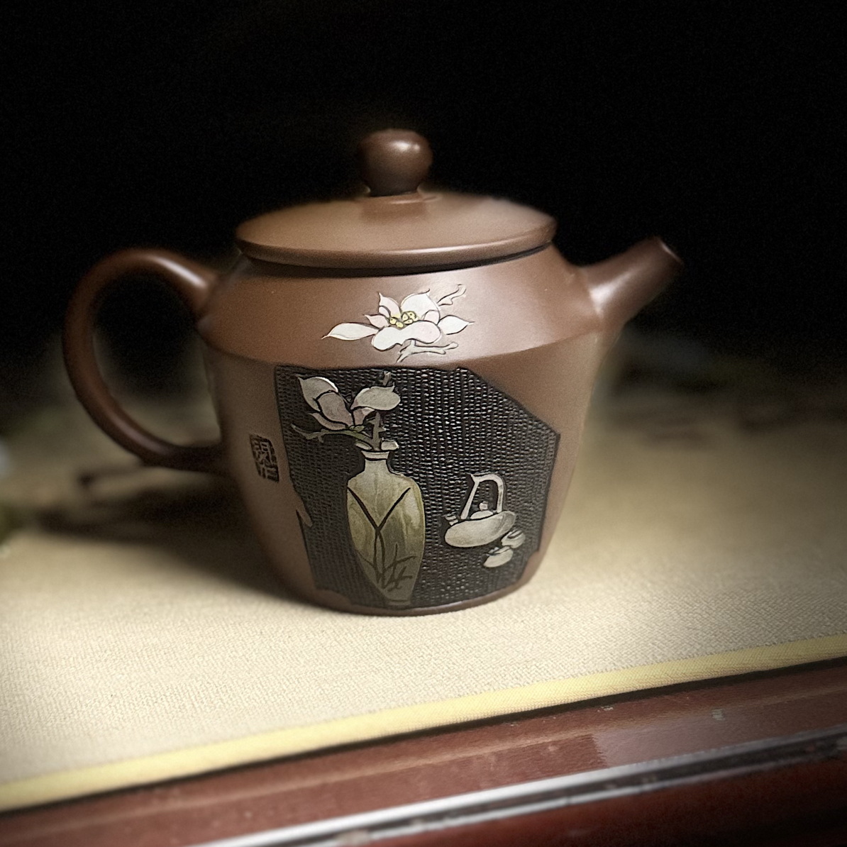 多次刻填建水紫陶壶