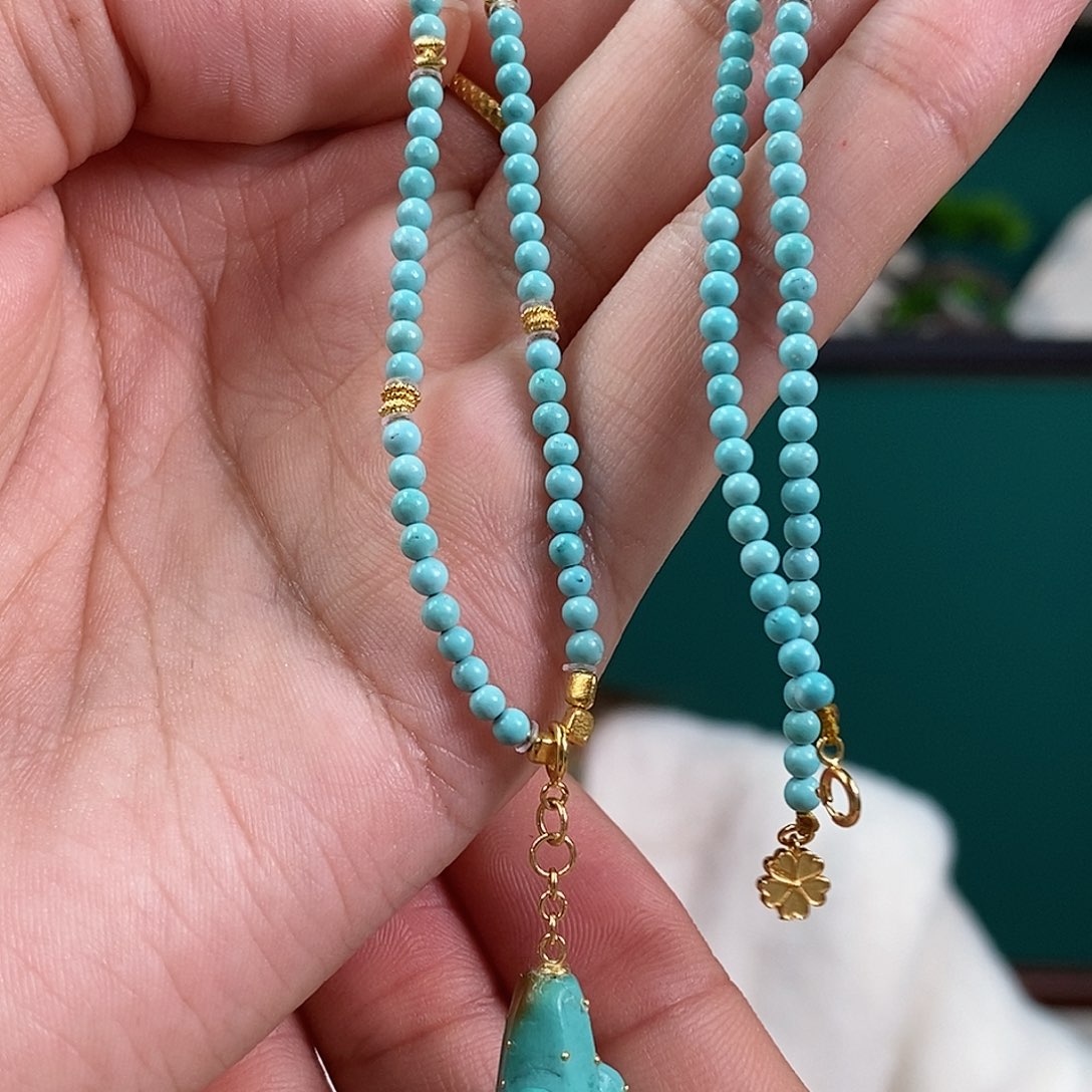 绿松石珠宝奇石18K金镶嵌