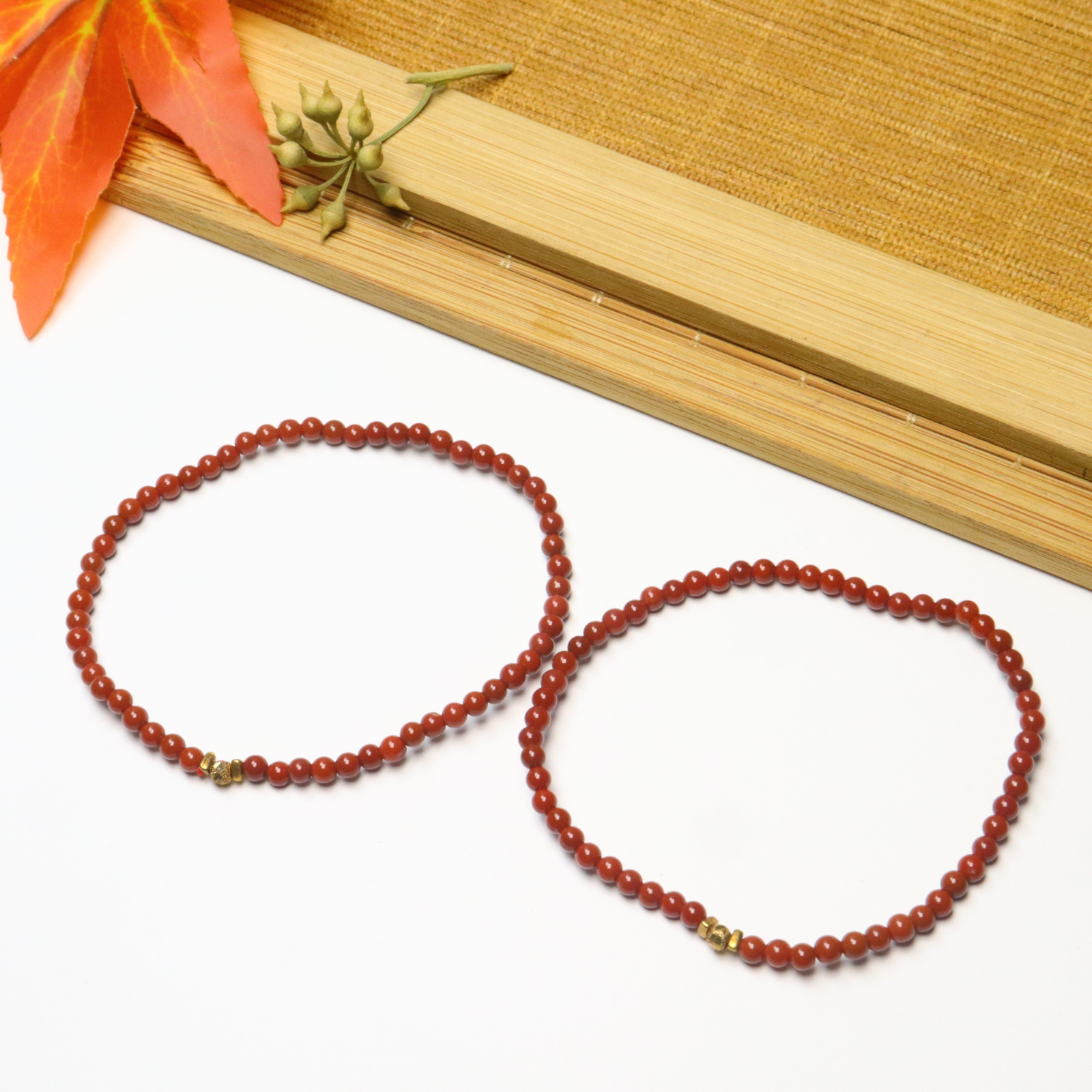 瓦西锦红柿子红小米珠手串3mm女款百搭简约