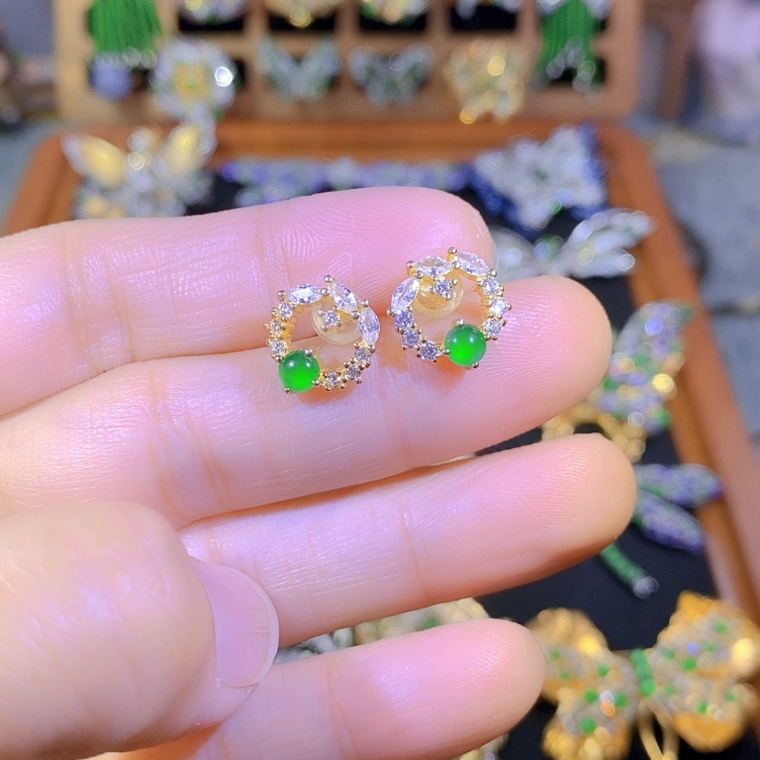 吊坠(不含链)银S925镶嵌翡翠