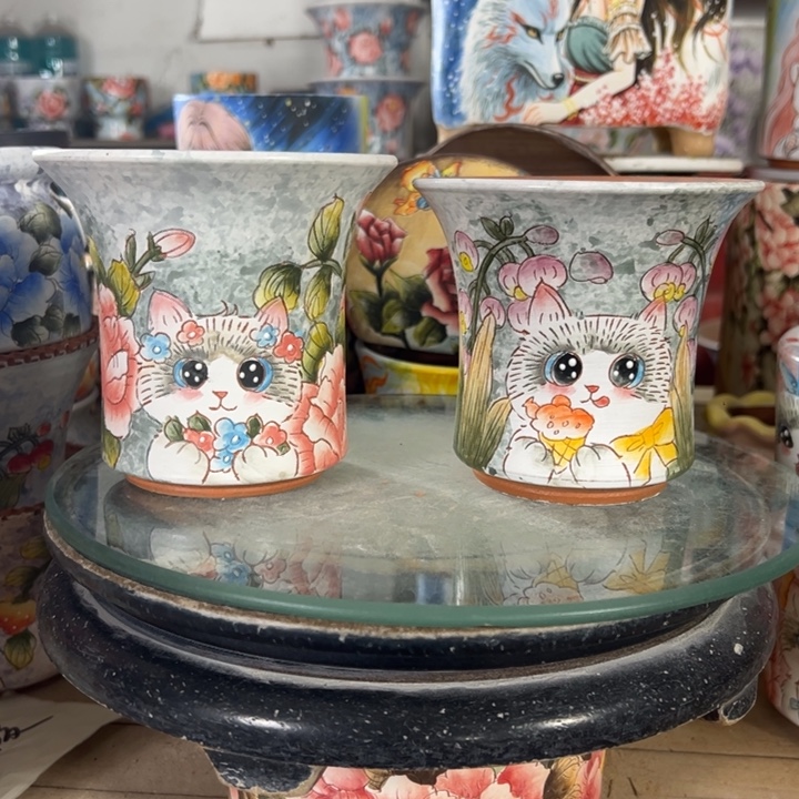 满38包邮景德镇手绘花盆