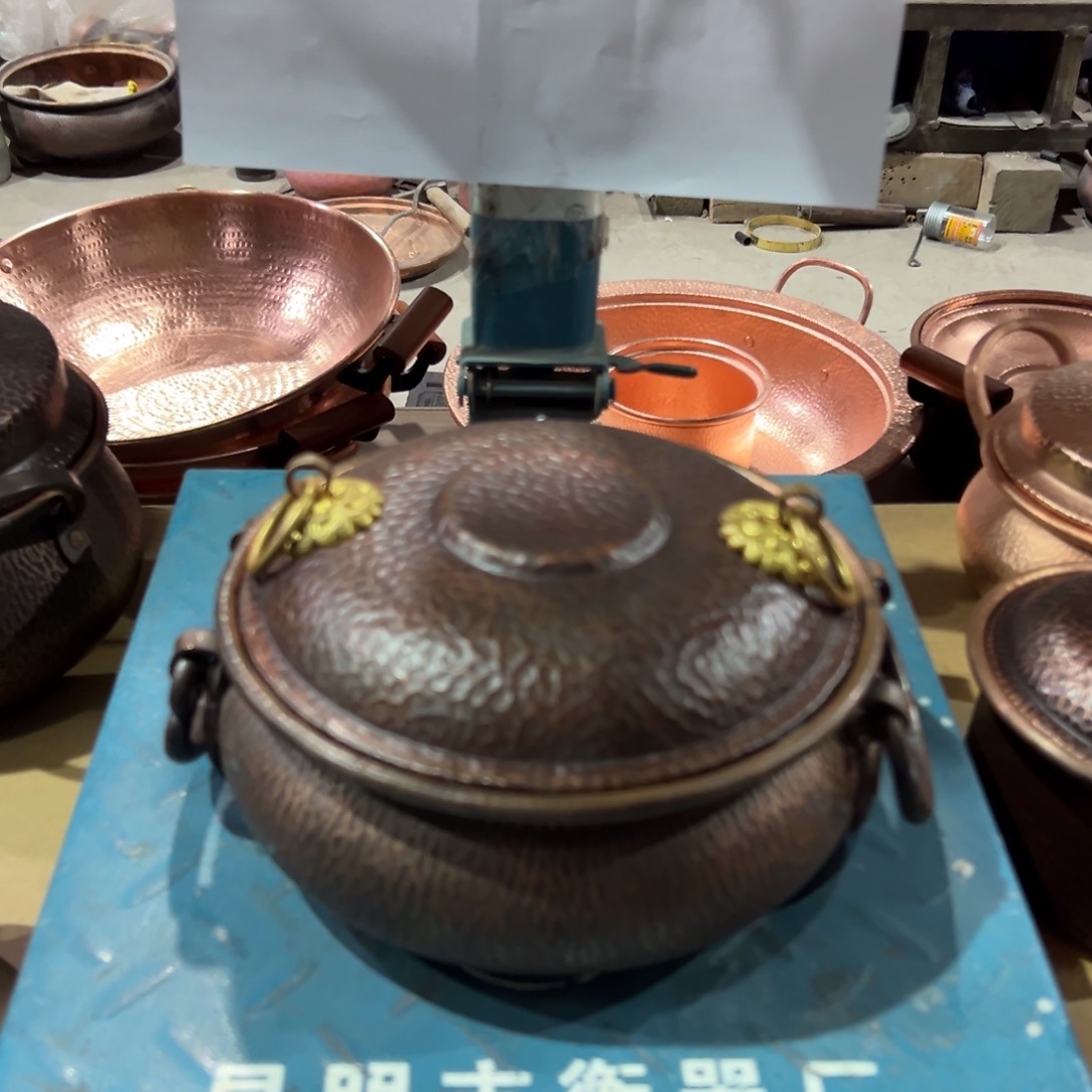 20cm紫铜把手浅汤锅燃气