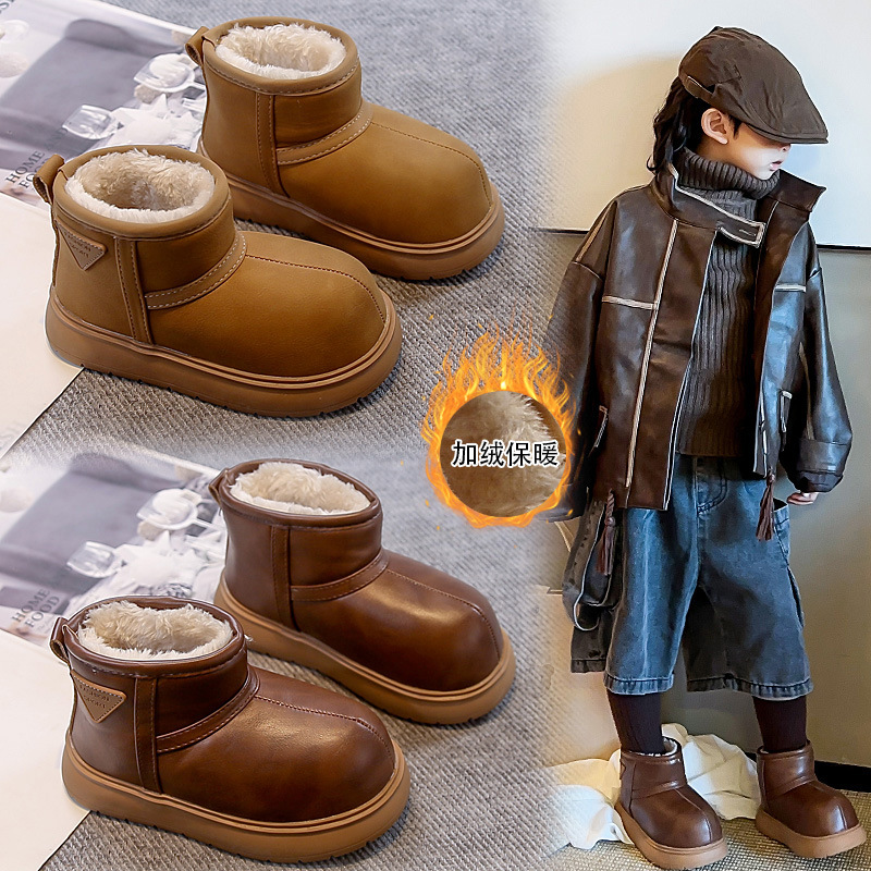 【主播推荐】冬季男童皮毛一体童鞋棉靴加厚保暖女童雪地棉A-1006