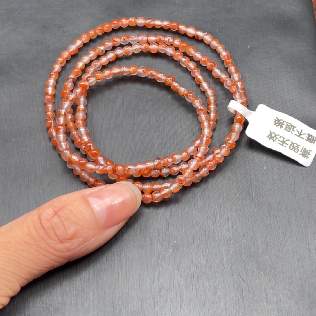 南红玛瑙未镶嵌冰飘花小米珠多圈