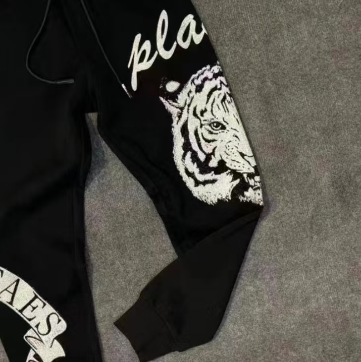 11635秋冬磨毛长裤潮牌百搭老虎烫钻图案新款