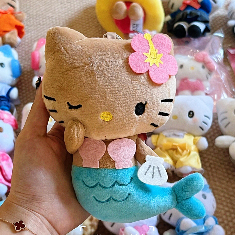 夏威夷黑皮美人鱼hellokitty毛绒公仔玩偶书包包挂件挂饰钥匙扣