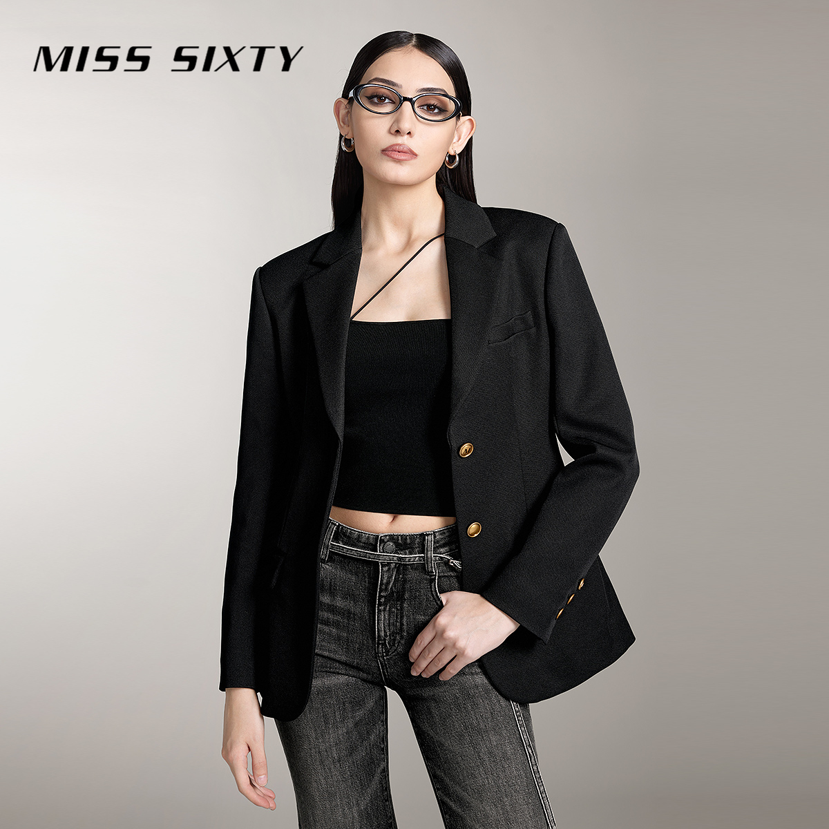 Miss Sixty西装外套女气质垫肩收腰显瘦高级感通勤风