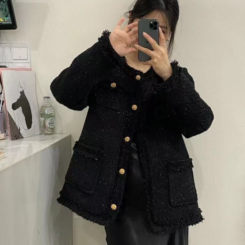 D25 122308 【加棉或不加棉随机发】韩系小香风加厚加棉宽松外套