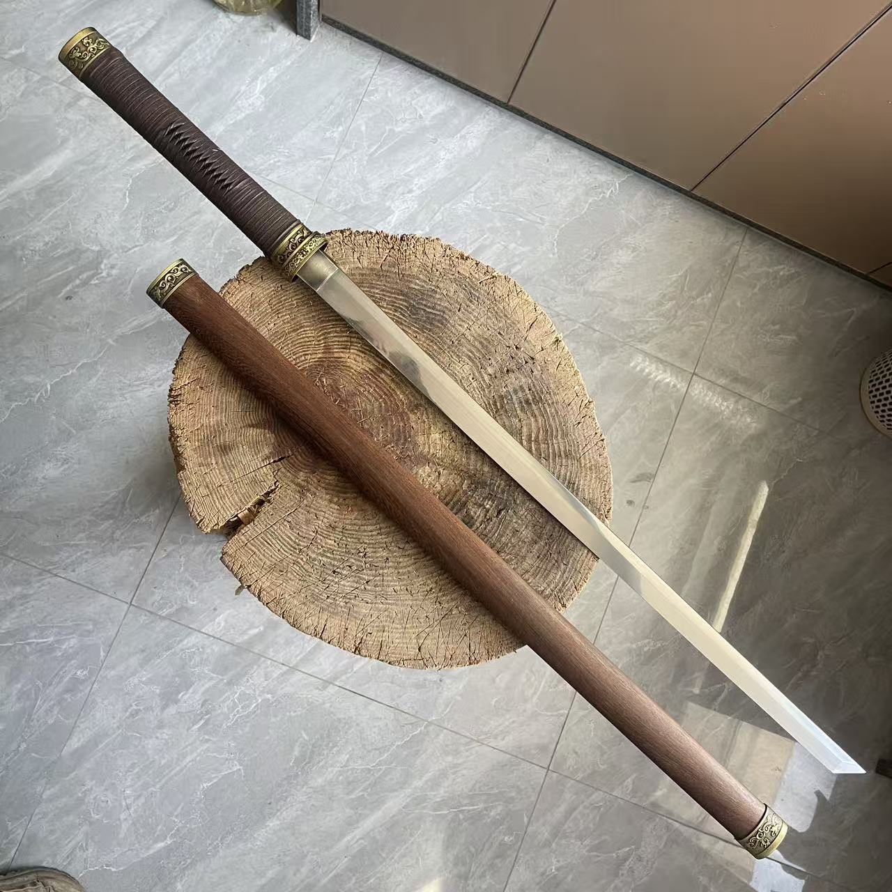 龙泉刀剑唐横刀户外一体刀剑唐刀弹簧钢刀具户外防身冷兵器未开刃