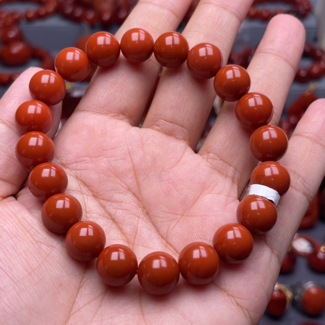 w***f南红玛瑙未镶嵌珠宝奇石单圈10.5mm